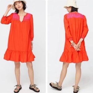 J. Crew Orange and Pink Midi Dress